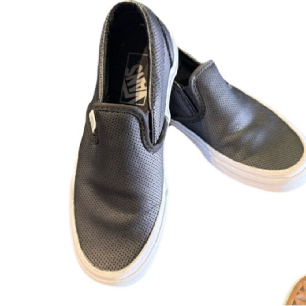 Vans Black Leather Slip-Ons Size 5.5 (W) 4(M)